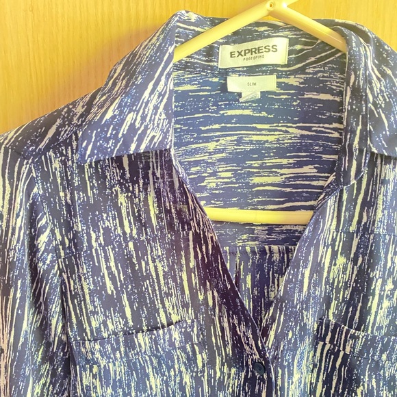 Blue Patterned Portofino Button Down from Express - Picture 2 of 3